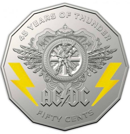 Monedas de AC/DC para conmemorar su 45º aniversario